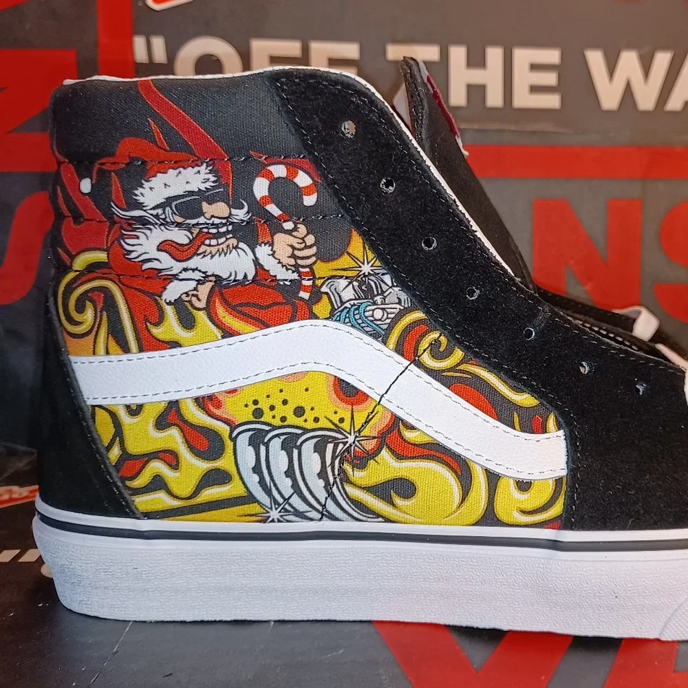 Vans Sk8-Hi Santa Flame Suede Canvas Black Men's 10 VN0A5HZZA5P